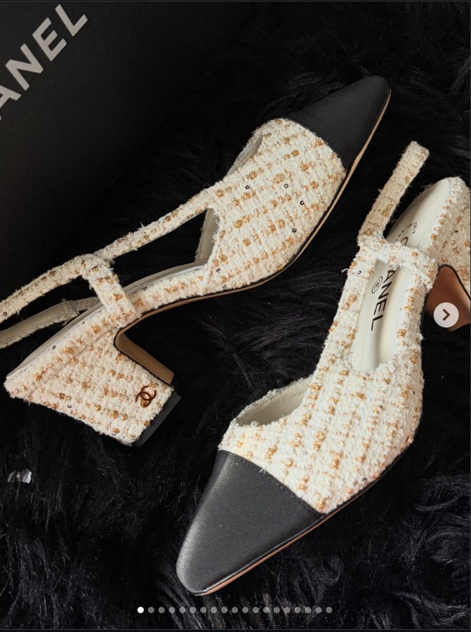 Instagram post — tweed slingbacks